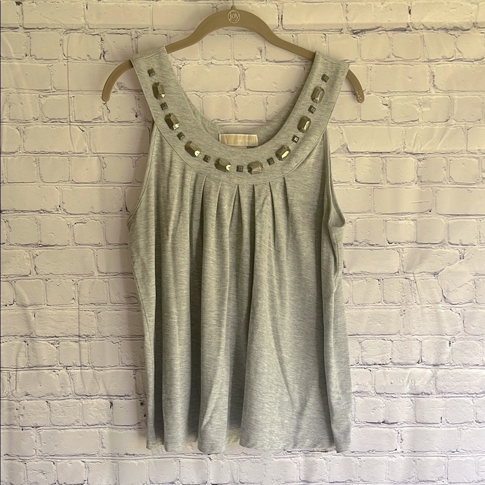 MICHAEL Michael Kors Gray Embellished Women's Tank Top Size Large‎